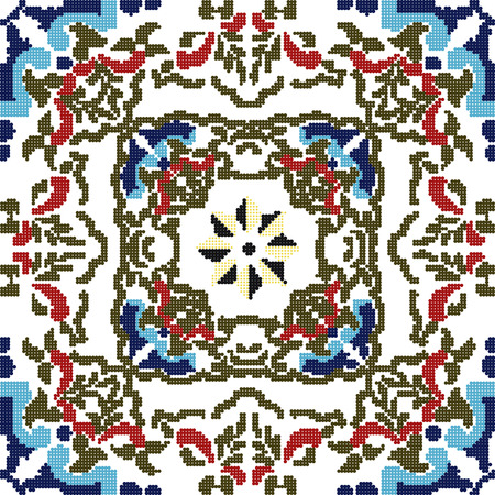 Halftone colorful seamless retro pattern elegant flower kaleidoscopeのイラスト素材