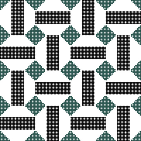 Halftone colorful seamless retro pattern geometry cross square polygon checkのイラスト素材