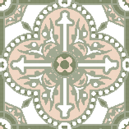 Halftone colorful seamless retro pattern round circle cross geometry dot lineのイラスト素材