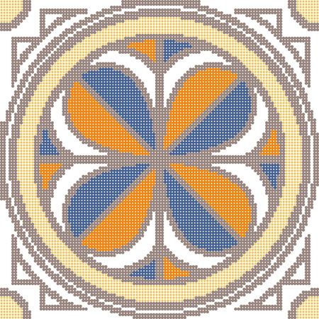 Halftone colorful seamless retro pattern round shape geometry cross flowerのイラスト素材