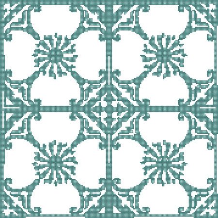 Halftone colorful seamless retro pattern spiral flower kaleidoscope triangle crossのイラスト素材