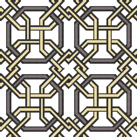 Halftone colorful seamless retro pattern vintage octagon frame cross chain