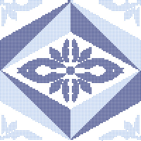 Halftone colorful seamless retro pattern triangle geometry flower cross kaleidoscopeのイラスト素材