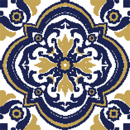 Halftone colorful seamless retro pattern vintage yellow blue spiral round flowerのイラスト素材