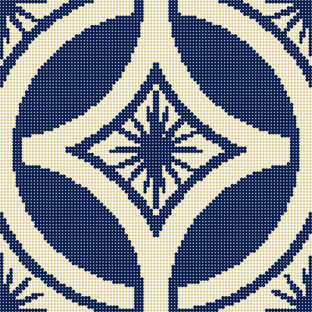 Halftone colorful seamless retro pattern round cross frame star point flowerのイラスト素材