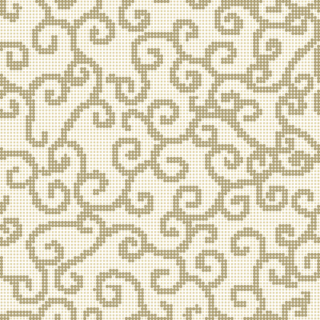 Halftone colorful seamless retro pattern oriental spiral curve vine chintzのイラスト素材