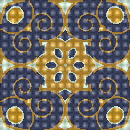 Halftone colorful seamless retro pattern vintage round curve spiral flower kaleidoscopeのイラスト素材