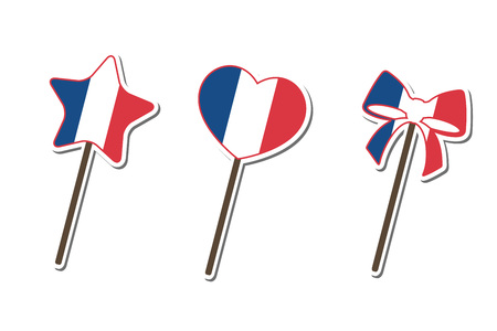 France flag pattern Lollipop candy collectionのイラスト素材