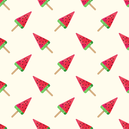 Seamless background image colorful watercolor texture water melon popsicle patternの写真素材