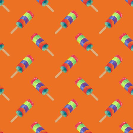 Seamless background image colorful watercolor texture popsicle pattern