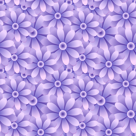 Retro seamless wallpaper background vintage purple blue round daisy garden flowerのイラスト素材