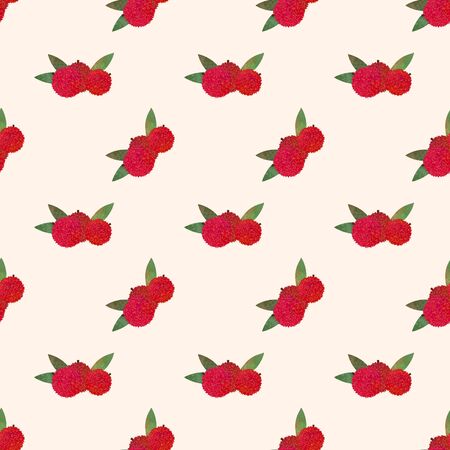 Seamless background image colorful watercolor texture tropical fruit bayberryの写真素材