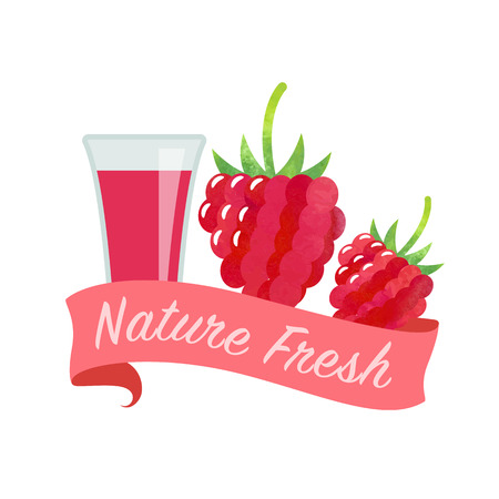 Colorful watercolor texture vector nature organic fresh fruit juice banner raspberryのイラスト素材