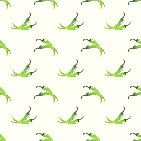 Seamless background image colorful watercolor texture vegetable food ingredient green chiliの写真素材