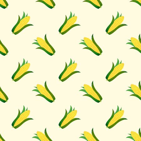 Seamless background image colorful watercolor texture vegetable food ingredient cornの写真素材