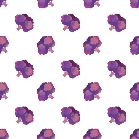 Seamless background image colorful watercolor texture vegetable food ingredient red broccoliの写真素材