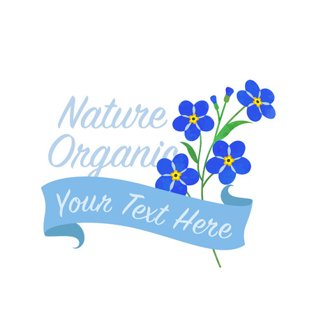 Blue Forget Me Not flower bannerのイラスト素材