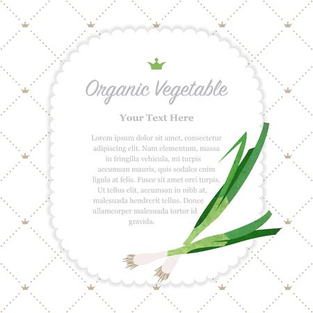 Colorful watercolor texture nature organic fruit memo frame scallion green onionのイラスト素材