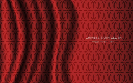 Traditional Red Chinese Silk Satin Fabric Cloth Background flower cross chintzのイラスト素材