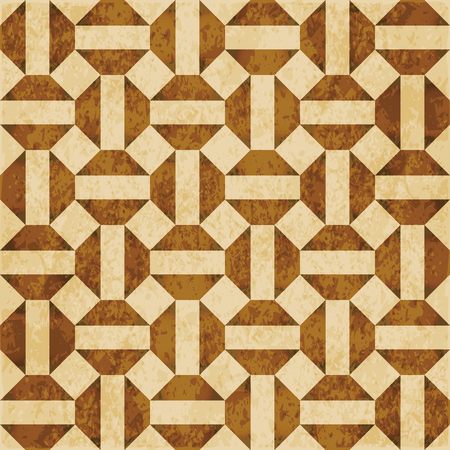 Retro brown watercolor texture grunge seamless background geometry cross square octagon.のイラスト素材