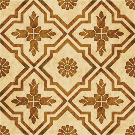 Retro brown watercolor texture grunge seamless background cross flower kaleidoscope.のイラスト素材