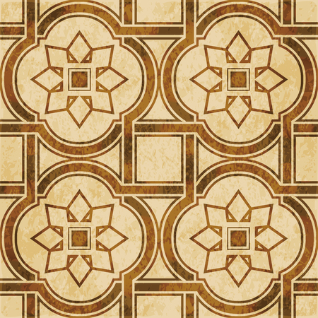 Retro brown watercolor texture grunge seamless background curve sqaure cross frame star flowerのイラスト素材