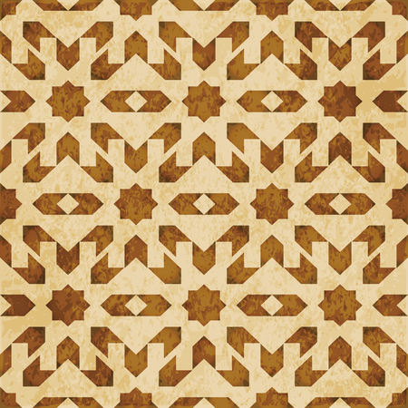 Retro brown watercolor texture grunge seamless background star geometry kaleidoscopeのイラスト素材