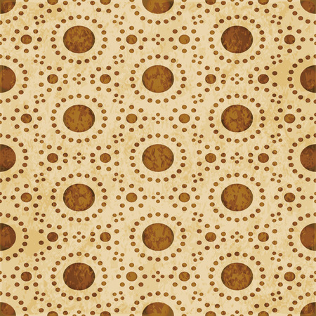 Retro brown watercolor texture grunge seamless background round circle dot polygon flowerのイラスト素材
