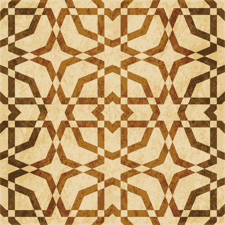 Retro brown watercolor texture grunge seamless background octagon frame cross starのイラスト素材