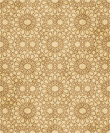 Retro brown Islam seamless geometry pattern background. Eastern style ornament.のイラスト素材