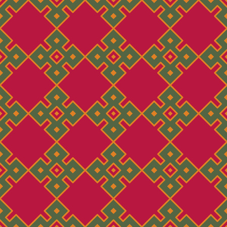 Seamless background southeast Asian retro aboriginal traditional art textile pattern square check cross frame geometryのイラスト素材