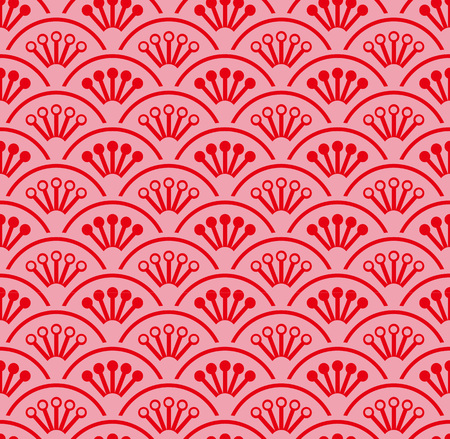 Japanese traditional retro wagara seamless pattern background round curve cross frame flower.のイラスト素材