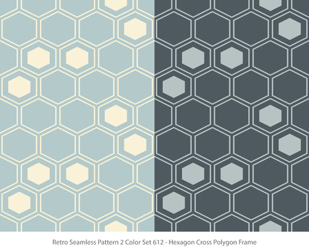 Retro Seamless Background Color Set Hexagon Cross Polygon Frameのイラスト素材