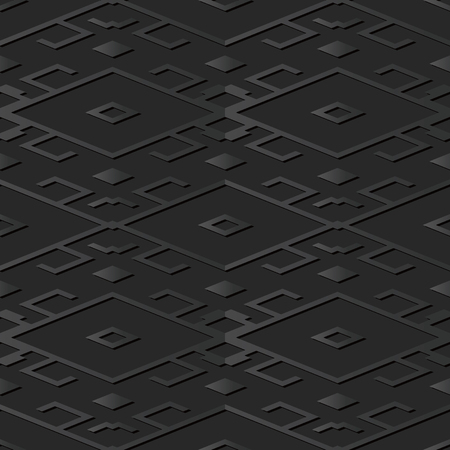 3D dark paper art Diamond Check Cross Tracery Frame, Vector stylish decoration pattern background for web banner greeting card designのイラスト素材