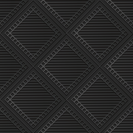 3D dark paper art Square Check Cross Frame Line, Vector stylish decoration pattern background for web banner greeting card designのイラスト素材