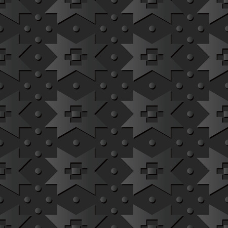 3D dark paper art Geometry Cross Square Check Dot, Vector stylish decoration pattern background for...