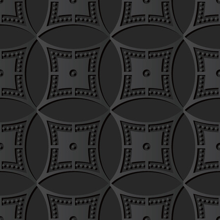 3D dark paper art Round Circle Cross Frame Dot Line, Vector stylish decoration pattern background for web banner greeting card designのイラスト素材