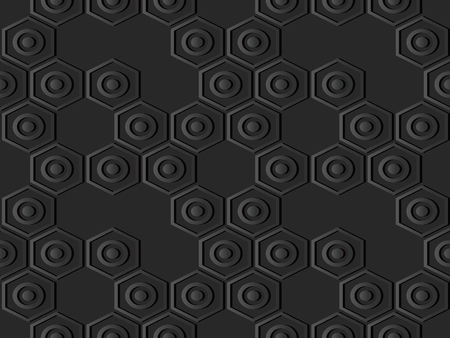 3D dark paper art Hexagon Round Cross Frame Chain, Vector stylish decoration pattern background for web banner greeting card designのイラスト素材