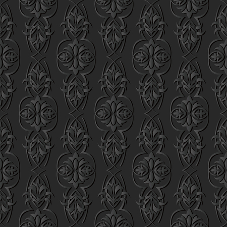 3D dark paper art Garden Curve Cross Vine Flower Leaf, Vector stylish decoration pattern background for web banner greeting card designのイラスト素材