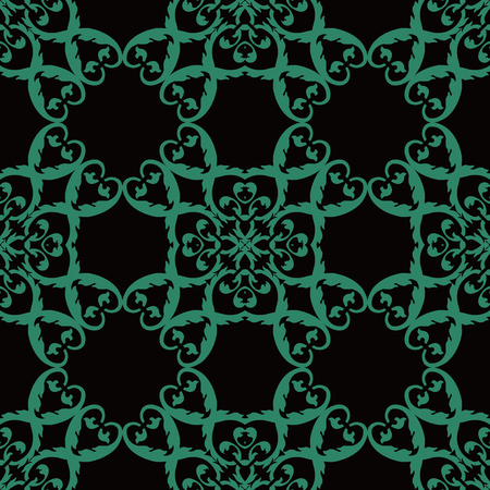 Antique seamless background Spiral Curve Cross Plant Leaf Frame, Ideal for wallpaper decoration or greeting card design template.のイラスト素材