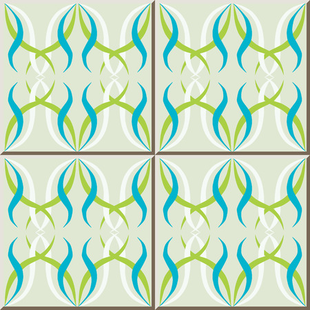 Ceramic tile pattern curve spiral cross vine, oriental interior floor wall ornament elegant stylish designのイラスト素材