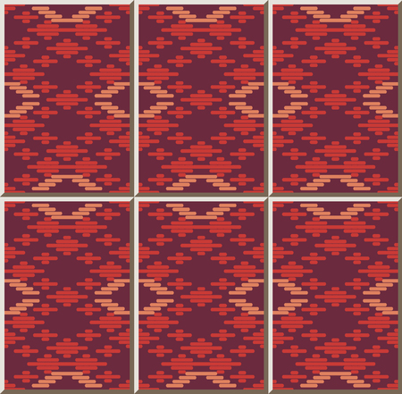 Ceramic tile pattern Curve Corner Cross Line Check Polygon Frame, oriental interior floor wall ornament elegant stylish designのイラスト素材