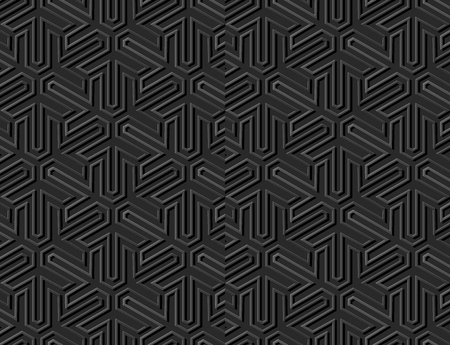 3D dark paper art Islamic geometry cross pattern seamless background, Vector stylish decoration pattern background for web banner greeting card designのイラスト素材
