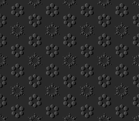 3D dark paper art Islamic geometry cross pattern seamless background, Vector stylish decoration...