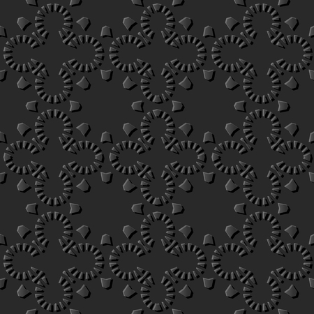 3D dark paper art Islamic geometry cross pattern seamless background, Vector stylish decoration pattern background for web banner greeting card designのイラスト素材