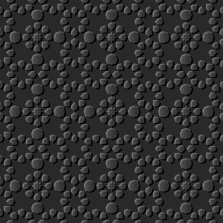 3D dark paper art Islamic geometry cross pattern seamless background, Vector stylish decoration pattern background for web banner greeting card designのイラスト素材