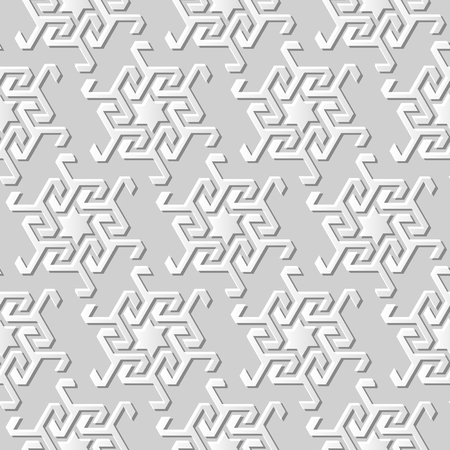 3D white paper art Islamic geometry cross pattern seamless background, Vector stylish decoration pattern background for web banner greeting card designのイラスト素材