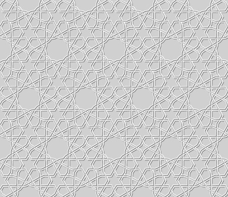 3D white paper art Islamic geometry cross pattern seamless background, Vector stylish decoration pattern background for web banner greeting card designのイラスト素材