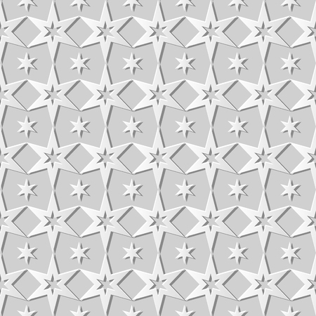 3D white paper art Islamic geometry cross pattern seamless background, Vector stylish decoration pattern background for web banner greeting card designのイラスト素材