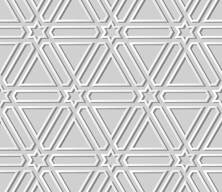 3D white paper art Islamic geometry cross pattern seamless background, Vector stylish decoration pattern background for web banner greeting card designのイラスト素材